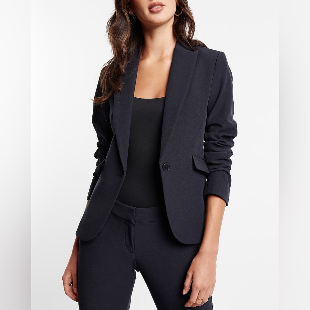 EXPRESS | EDITOR NAVY BLAZER SUIT JACKET STRETCH PLUS | SIZE 2